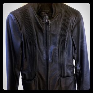 Tahari Nordstrom Black Women's Leather Moto Jacket